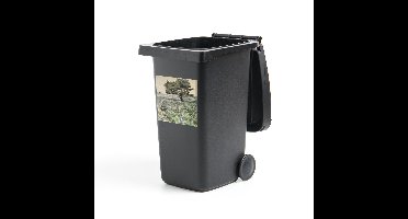 Container sticker Geschilderde bloemen - Geschilderde bloemen op een veld Klikosticker - 40x40 cm - kliko sticker - weerbestendige containersticker