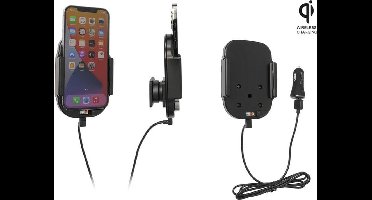 Brodit houder geschikt voor Apple iPhone 12 Pro Max Qi Wireless Actieve verstelbare houder met 12V USB plug