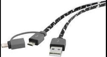 Renkforce RF4145364 USB-kabel USB 2.0 USB-A stekker, USB-micro-B stekker, Apple Lightning stekker 0.20 m Camouflage Pla
