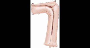 Cijferballon 7 Rose-goud 16inch, 40cm kindercrea