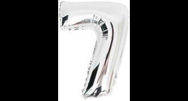 Cijferballon 7Zilver 32inch, 80cm  KinderCrea