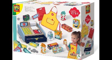 SES - Petits Pretenders - Mega winkel set - inclusief houten kassa, winkeliersschort en speelgeld