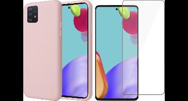 Hoesje geschikt voor Samsung Galaxy A52 - Fluweelzachte Backcover - Roze - Met Screenprotector