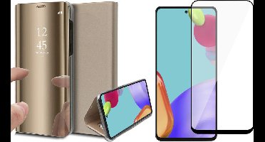 Hoesje geschikt voor Samsung Galaxy A52 - Spiegel Book Case - Goud - Met Full Screenprotector