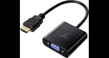 Renkforce RF-4531578 HDMI-kabel HDMI / VGA Adapterkabel HDMI-A-stekker, VGA-bus 15-polig 0.15 m Zwart Afgeschermd (dubb