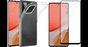 Hoesje geschikt voor Samsung Galaxy A72 - Siliconen Backcover - Transparant - Met Full Screenprotector
