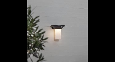 RTM Lighting Solar Wandlamp -Antraciet -Warm Wit -16CM -Beweginsmelder