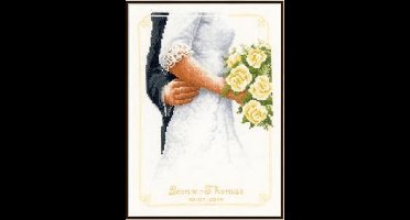 Borduurpakket  bruidsboeket met rozen telwerk - VERVACO