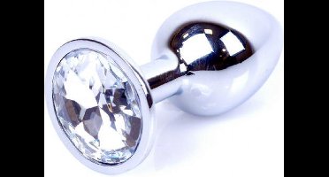 Power Escorts - Anale plug - Met super Romantische Hartjes design - Zilver met Witte Steen - Goed Formaat 7 cm lengte - Dia 2.3 cm - Super opwindend - Gemakkelijk gebruikbaar - Handige verpakking - Anal plug