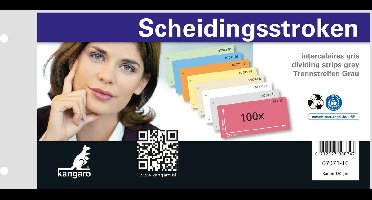 Kangaro scheidingsstrook - 2-gaats - 225x120mm - 180 grams - grijs - 100 stuks - 07071-10