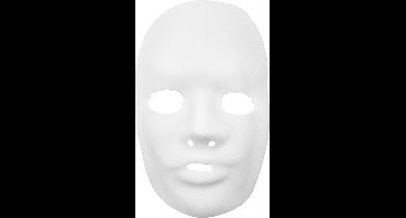 Masker, H: 24 cm, B: 15,5 cm, wit, 12 stuk/ 1 doos