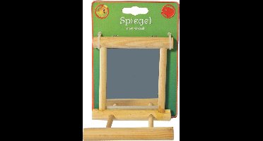 Vogelspeelgoed Spiegel Vierkant Met Houten Omlijsting En Zitstok