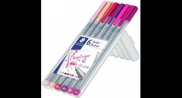 STAEDTLER triplus fineliner - Box 6 st flamingo colours
