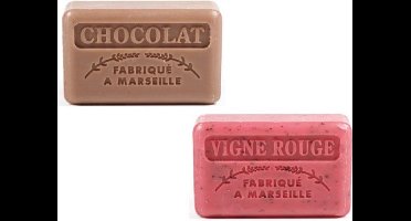 Soap bar- zeep savon de marseille vigne rouge + chocolade 2x125 grm