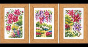 Vervaco - Miniatuur telpakket kit - In mijn tuin set van 3 - PN-0185068 - Borduren - Borduurpakket - Borduurpakket volwassenen - Borduurpakket kind