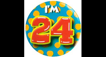 Paper Dreams Button I'm 24 Staal 5,5 Cm Geel/rood/blauw