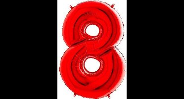 Cijferballon 8 Rood 16inch, 40cm kindercrea