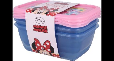 Minnie Mouse, Set van 3 Hermetische Voedselcontainers 540ml BPA-vrij, Roze