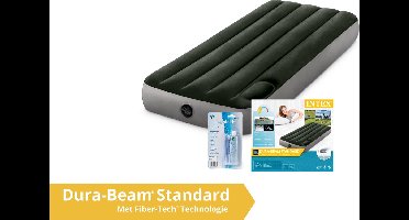 Intex luchtbed Prestige Downy - 1 persoons - 76 x 191 x 25 cm - groen / grijs - met ingebouwde pomp (incl. Reparatiekit)