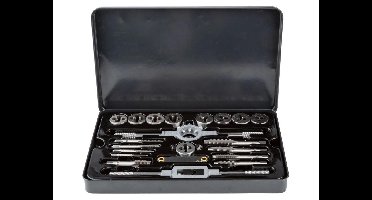 Parkside Draadtap en snijset - Ideaal voor het bewerken van schroefdraden - 21 delige draadtap en snijset in metalen koffer