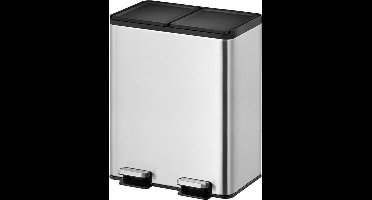 EKO - Essential splitted Recycler pedaalemmer 20+20 liter - Stainless steel - mat RVS - Prullenbak