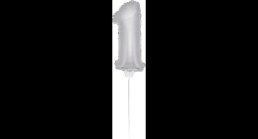 Mini Figuurballon Zilver Cijfer 1