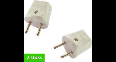 KAISER rechte stekker zonder randaarde | wit | 2 STUKS