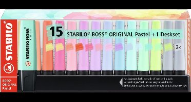 STABILO Boss Orginial Markeerstiften - Pastel - 15 stuks - 14 kleuren