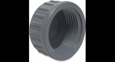 Mega Eindkap PVC-U 1 1/2" binnendraad 10bar grijs type vlak