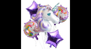 ballonboeket unicorn paars 5 delige set Kindercrea