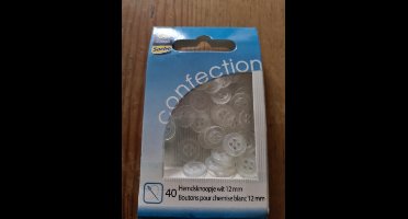 40 Hemdsknoopjes wit 12mm Sorbo