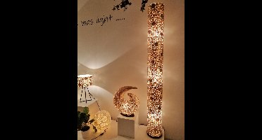 VillFlor Staande lamp Handgemaakte Vloerlamp woonkamer slaapkamer design cilinder coins gold capiz shell parelmoer schelp 200 cm
