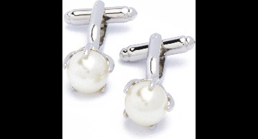 Manchetknopen - Parel in Zilveren Houder