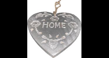 Hart hanger hout zilver 20x20 cm