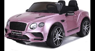 Bentley Continental Supersport 12V  Accu auto Elektrische kinderauto 2-Persoons Rubberen banden, Leren zitje en Afstandsbediening (Roze Metallic)
