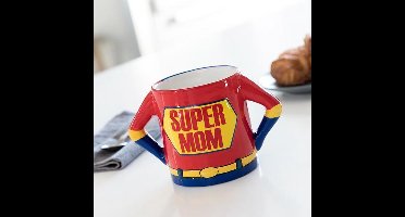Super Mama Mok – 500ml – Steengoed – Superman Design in Blauw, Rood, Geel – Perfect Moederdagcadeau