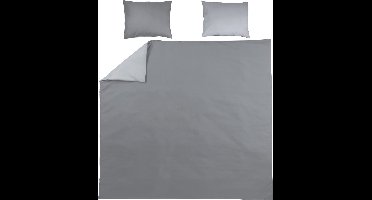 Meyco Uni dekbedovertrek + kussenslopen - 240x200/220 cm - Grijs/Lichtgrijs