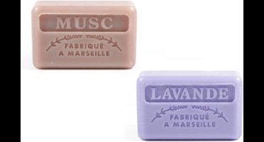 Soap bar set - zeep savon de marseille  Musc en Lavendel 2x125 gr.
