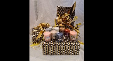 Yankee Candle Geschenkset - ontdek geschenk luxe diverse variërende geuren 9 stuks en glaasje -  geurkaarsjes cadeau
