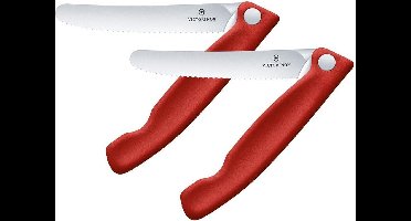 Victorinox Swiss Classic 2-delige Inklapbare Tomatenmessenset/Schilmessenset - 11 cm - Rood - Gekarteld