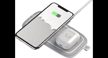 Fresh 'n Rebel - Double Qi Wireless Charging Pad + 30W Power adapter + 1,5m USB-C kabel - Base Duo - Ice Grey