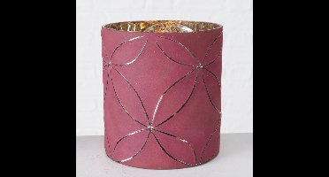 Windlicht - 2 set - Antiek Rood - 16cm - Ø 14m - Glas