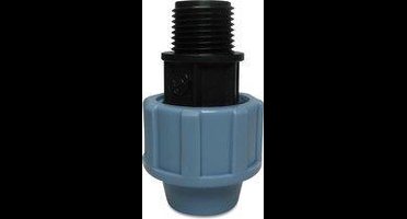 Unidelta Aansluitstuk PP 32 mm x 1" knel x buitendraad 16bar zwart/blauw DVGW/KIWA/WRAS