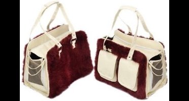 Cat-Deluxe draagtas 38 x 17,5 x 29 cm Rood/Beige -  Ook geschikt voor Hond