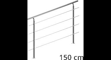 Monzana Trapleuning 150 cm - Met 4 Spijlen – Roestvrijstaal