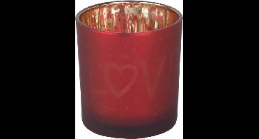 Cosy @ Home Theelichthouder Love Gold Rood D7xh8cm G