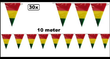 30x Vlaggenlijn rood/geel/groen in 1 vlag 10 meter - Carnaval vlag lijn thema feest party vlaglijn festival