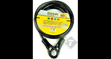 Geisoleerde staalkabel 5 mtr x 12 mm, kabelslot, fietsslot, motorslot, brommerslot