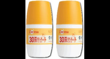 Derma Sun Kids - Zonnebrand Roll-on SPF30 - 2 x 50 ml - Waterbestendig - UVA en UVB Bescherming - Parfumvrij - Met Aloe Vera en Vitamine E - AllergyCertified