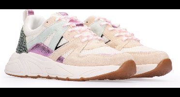 POSH by Poelman CAROCEL Dames Sneakers - Beige met combinatie
